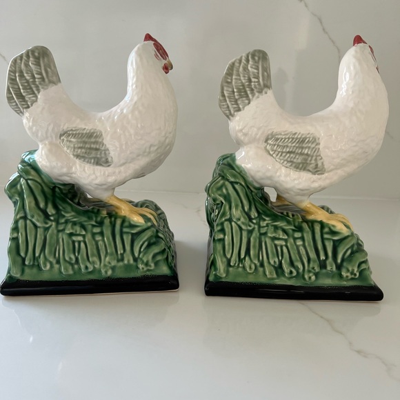 Bordallo Pinheiro Chicken Bookends VTG Pair - Picture 3 of 6